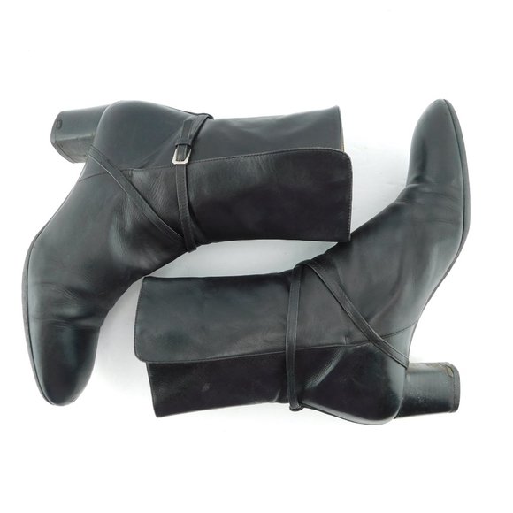 BALLY Black Leather Strapped High Ankle Block Heel Boots 37.5EU / 7US - Picture 4 of 8